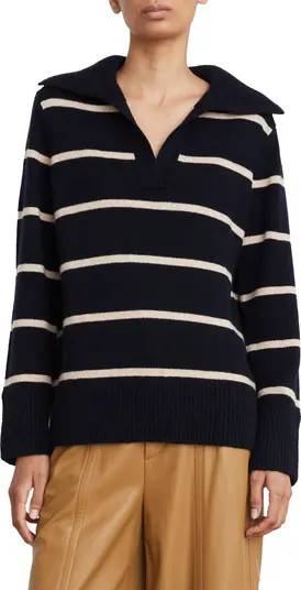 Vince Johnny Collar Stripe Wool & Cashmere Sweater | Nordstrom | Nordstrom