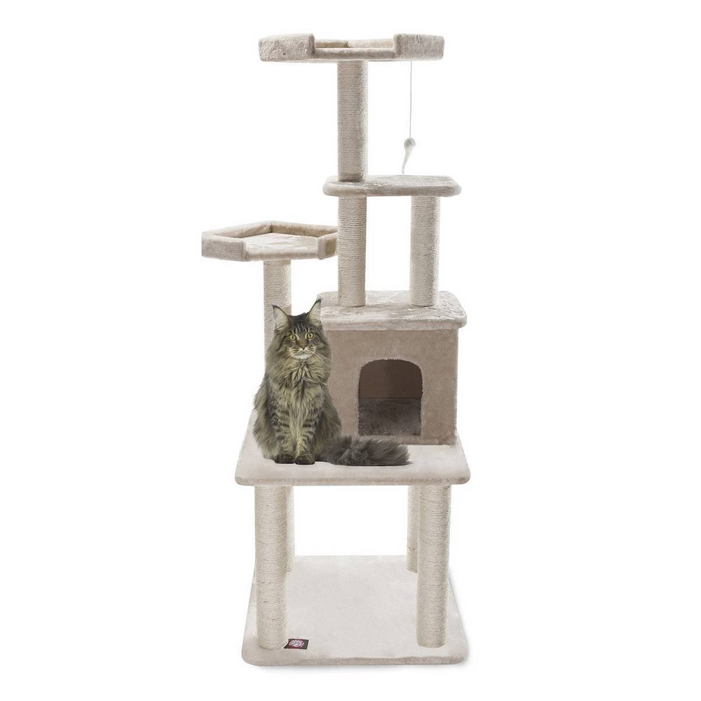 Majestic Pet Casita Faux Fur Activity Center Cat Scratcher Honey 64 in | Target