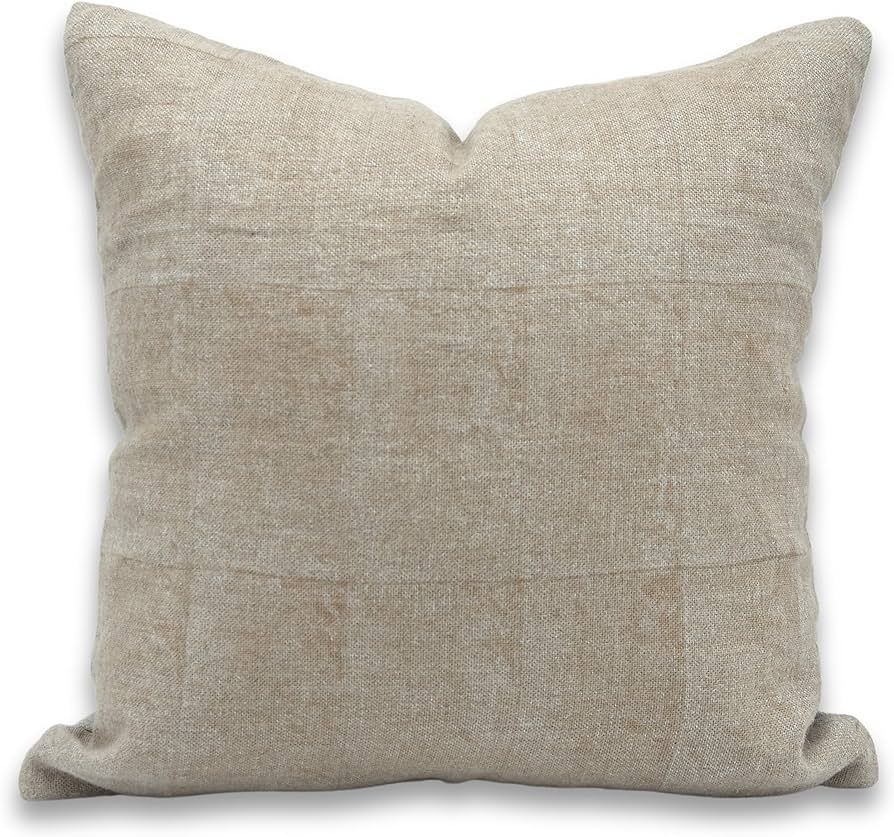 Thick Linen Throw Pillow Cover, Outdoor Pillow with Handloom Print, Sustainable Handmade Cushion ... | Amazon (US)