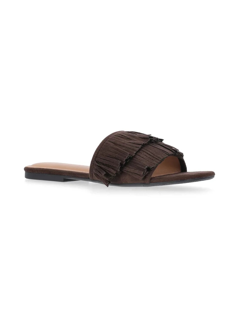 Time and Tru Women's Fringe Slide Sandals | Walmart (US)