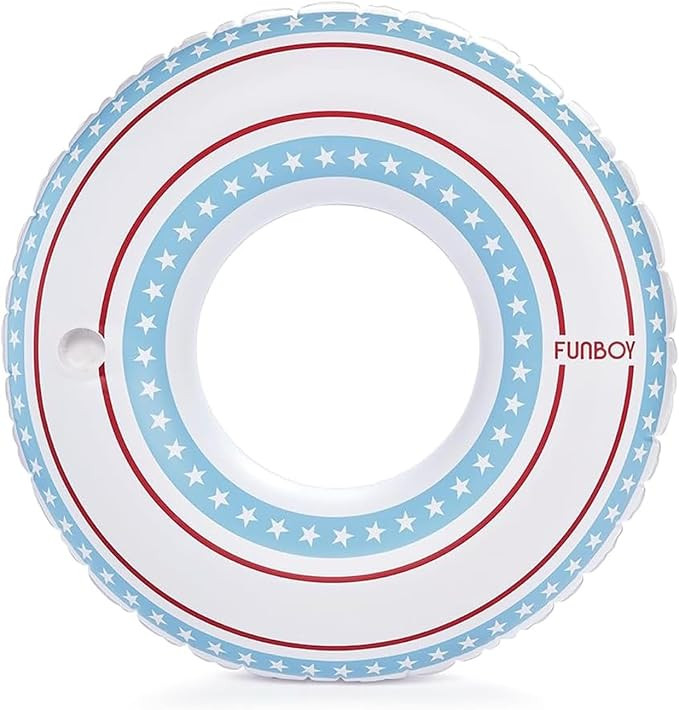 FUNBOY Star-Spangled Pool Tube – Red, White & Blue Inflatable Swim Ring with Cup Holder – Ove... | Amazon (US)