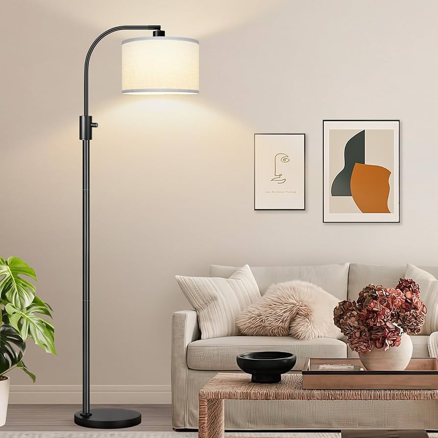 Nintiue Upgraded Modern Arc Dimmable Tall Standing Floor Lamp with White Shade, 1200 Lumens LED B... | Amazon (US)