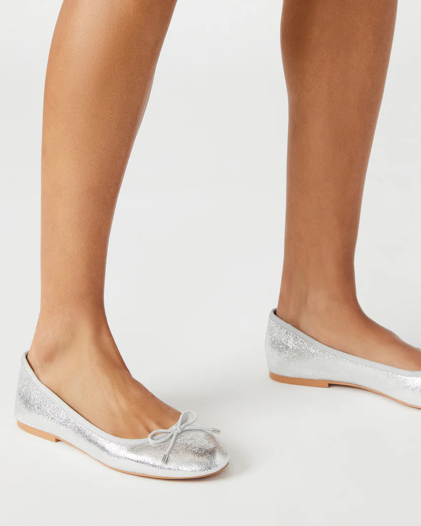 BENITA Silver Ballet Flat | Women's Flats | Steve Madden (US)
