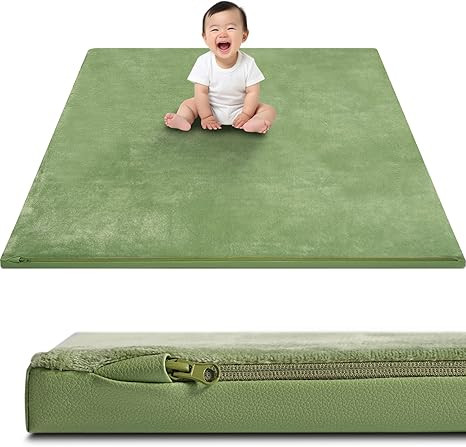 Baby Play Mat for Floor 50x50 – Reversible Vegan Leather & Velvet Playpen Mat, Extra Thick Foam... | Amazon (US)