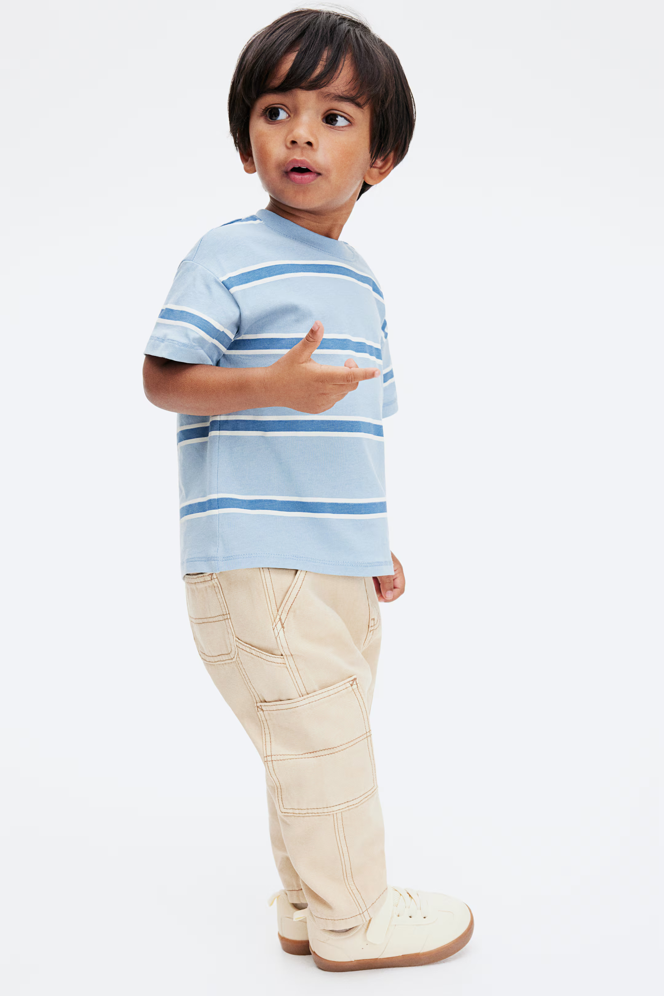Printed Cotton T-Shirt - Light blue/striped - Kids | H&M US | H&M (US + CA)