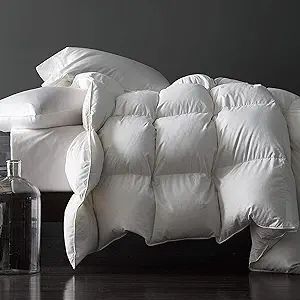 Royoliving Premium Heavyweight Greyduck Feathers Down Comforter King Size Thickened Solid White 1... | Amazon (US)
