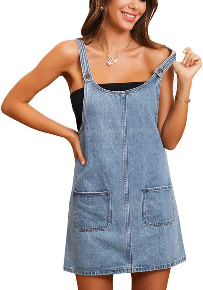 Lily Parker Adjustable Straps Ripped Denim Overall | Amazon (US)