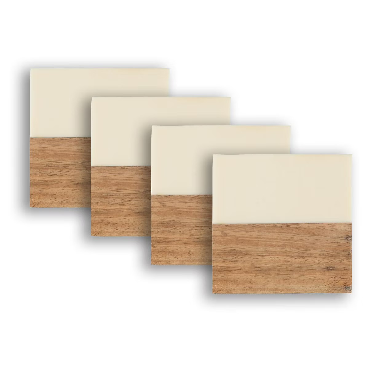 Dainty Home Wood And Resin Designed 4" Square Coaster Set Of 4 - Ivory | Target