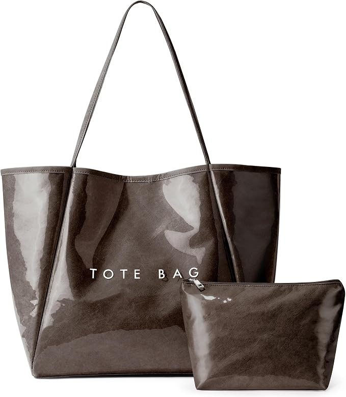 KALIDI PVC Tote Women Weekender Bag Large Shopper Handbag Oversize Shoulder Travel Purse | Amazon (US)