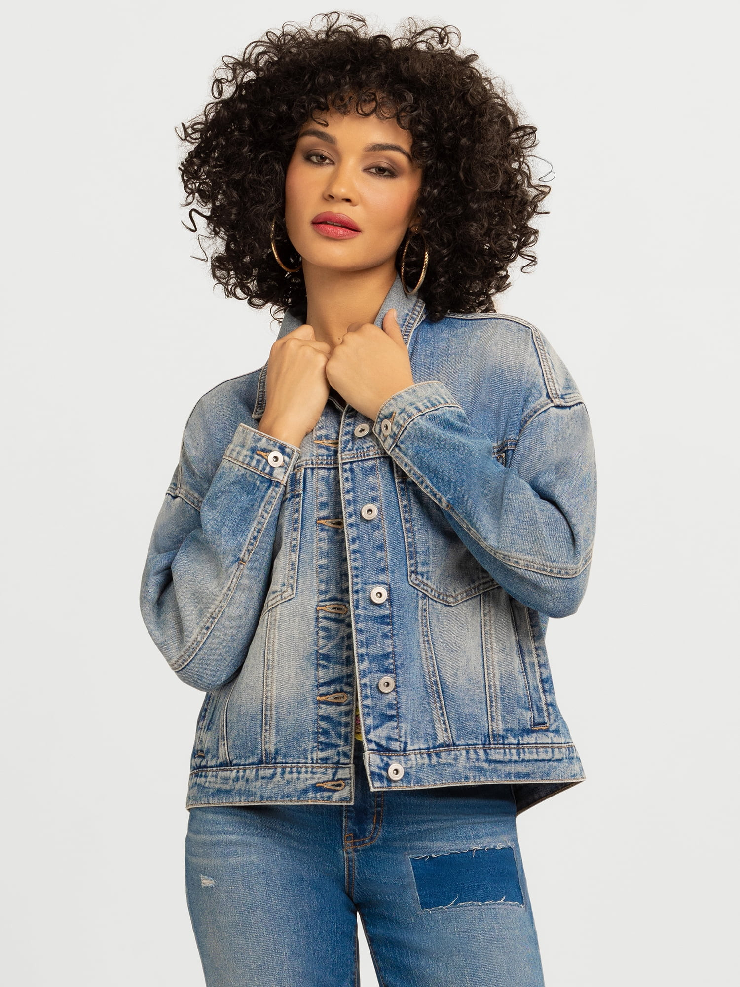 Jessica Simpson Women's Swing Denim Jacket with Back Pleat, Sizes XS-XL | Walmart (US)