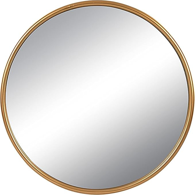 Creative Co-Op Round Metal Wall, Gold Finish Mirror | Amazon (US)