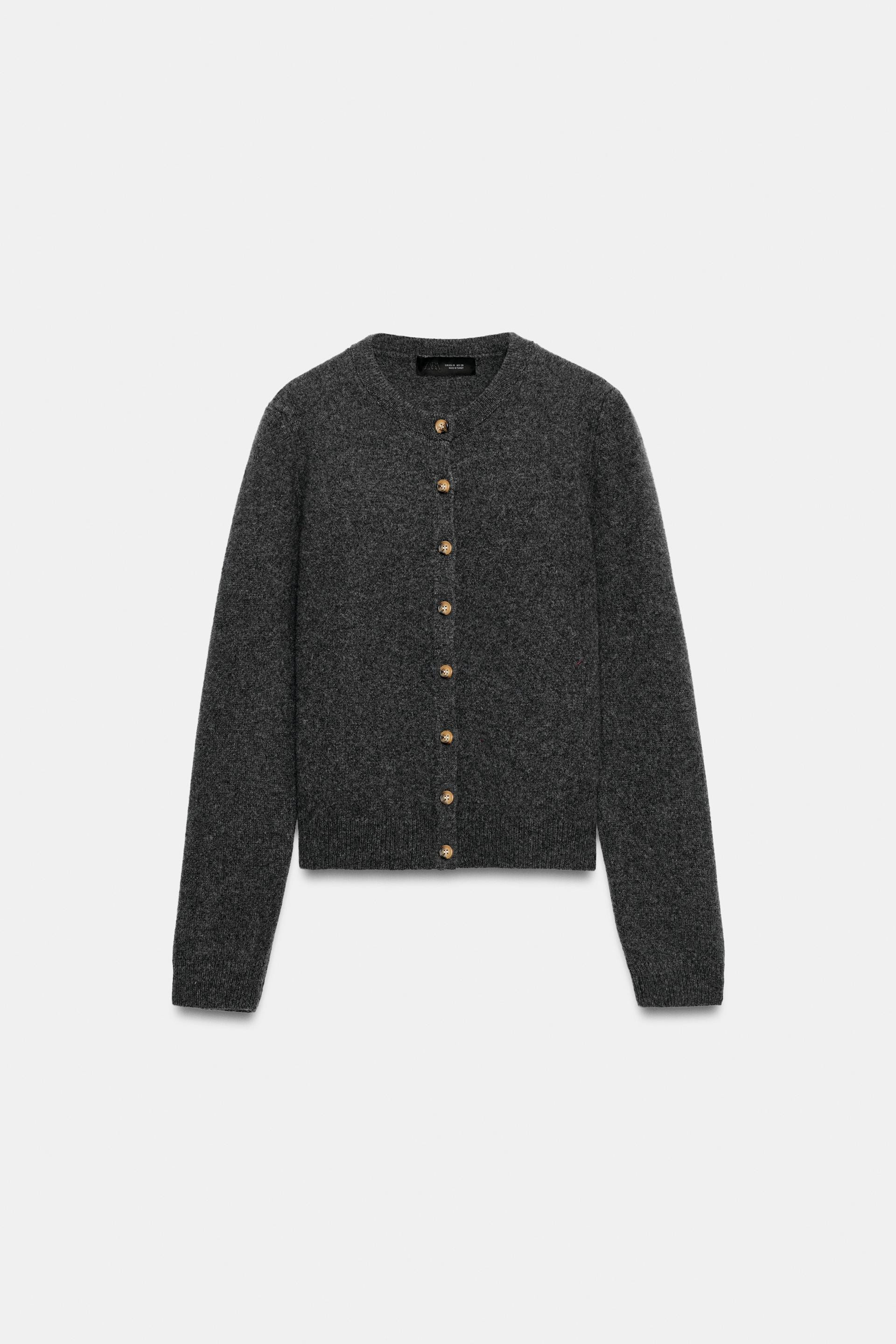 CASHMERE WOOL BUTTONED CARDIGAN | Zara US