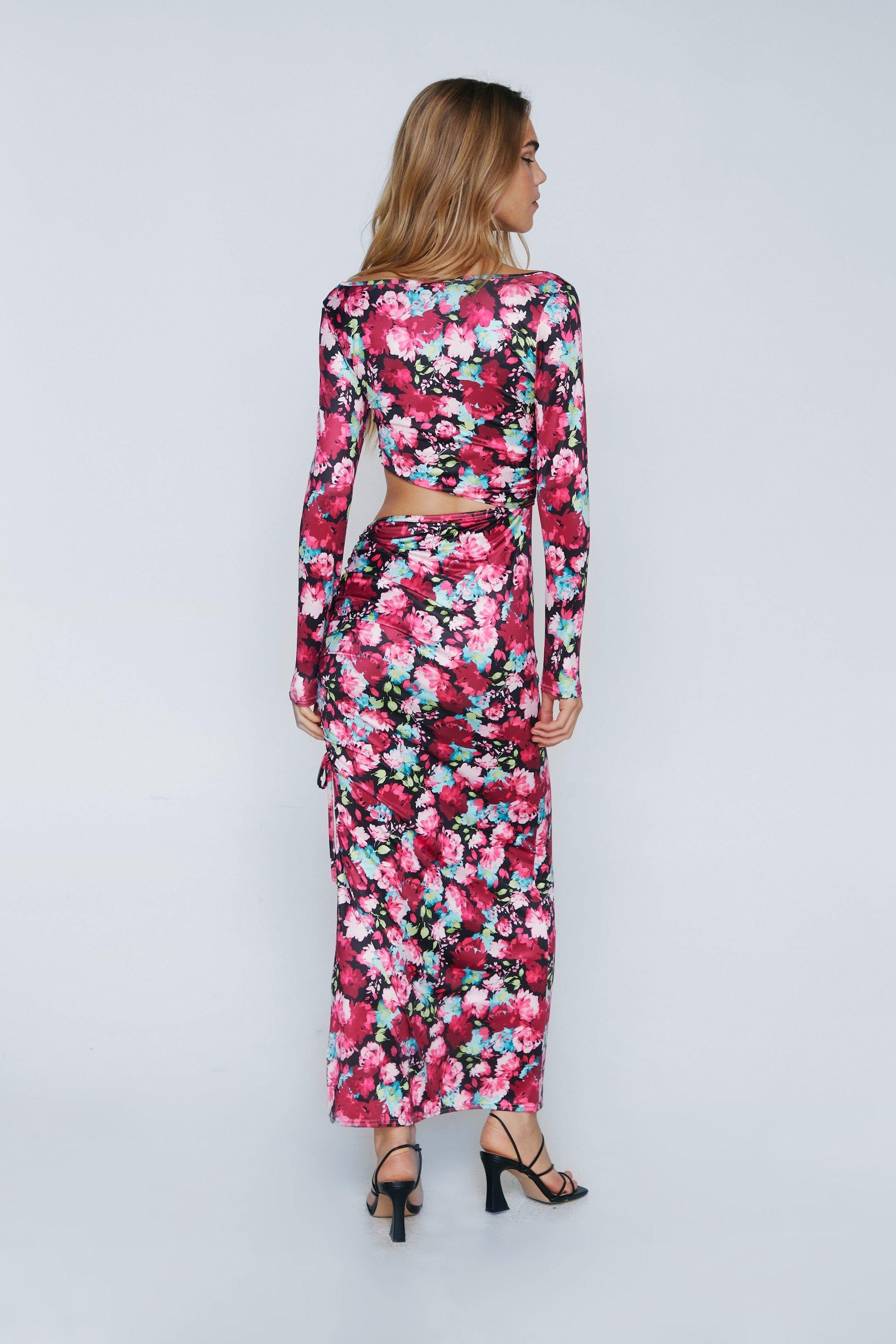 Floral Printed Long Sleeve Maxi Dress | Nasty Gal US