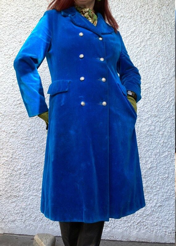 Peacock Blue Velvet Rain Master 1960/70s Vintage Coat - Etsy Canada | Etsy (CAD)