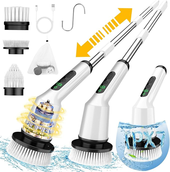 Electric Spin Scrubber for Cleaning Bathroom, Shower Scrubber Cordless Cleaning Brush with IPX7 W... | Amazon (US)