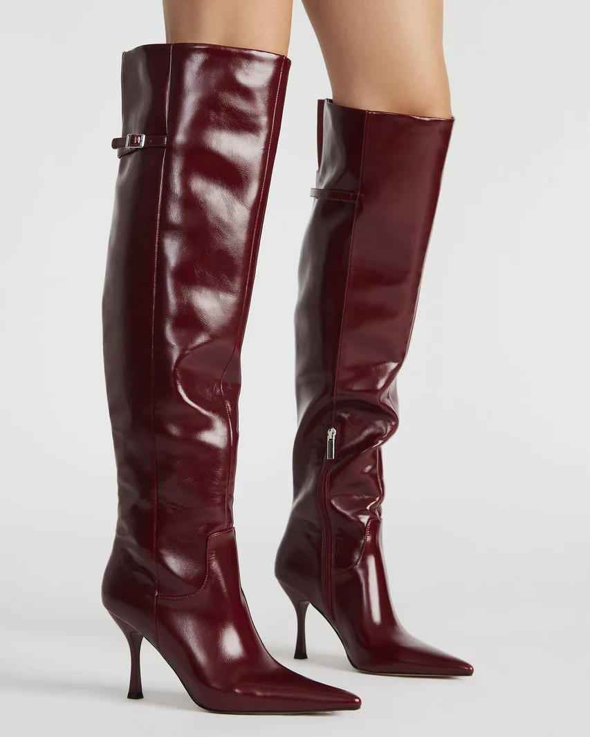 DAWN Wine Knee-High Pointed Toe Boot | Women's Boots | Steve Madden (US)