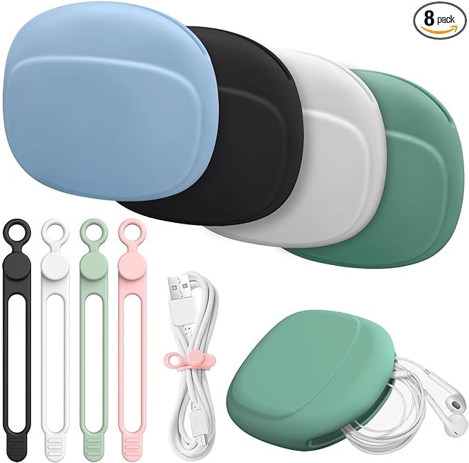 8 in 1 Silicone Headphone Organizer, Data Cable Storage Case, Mini Storage Bag-Cable Ties/Cable S... | Amazon (US)