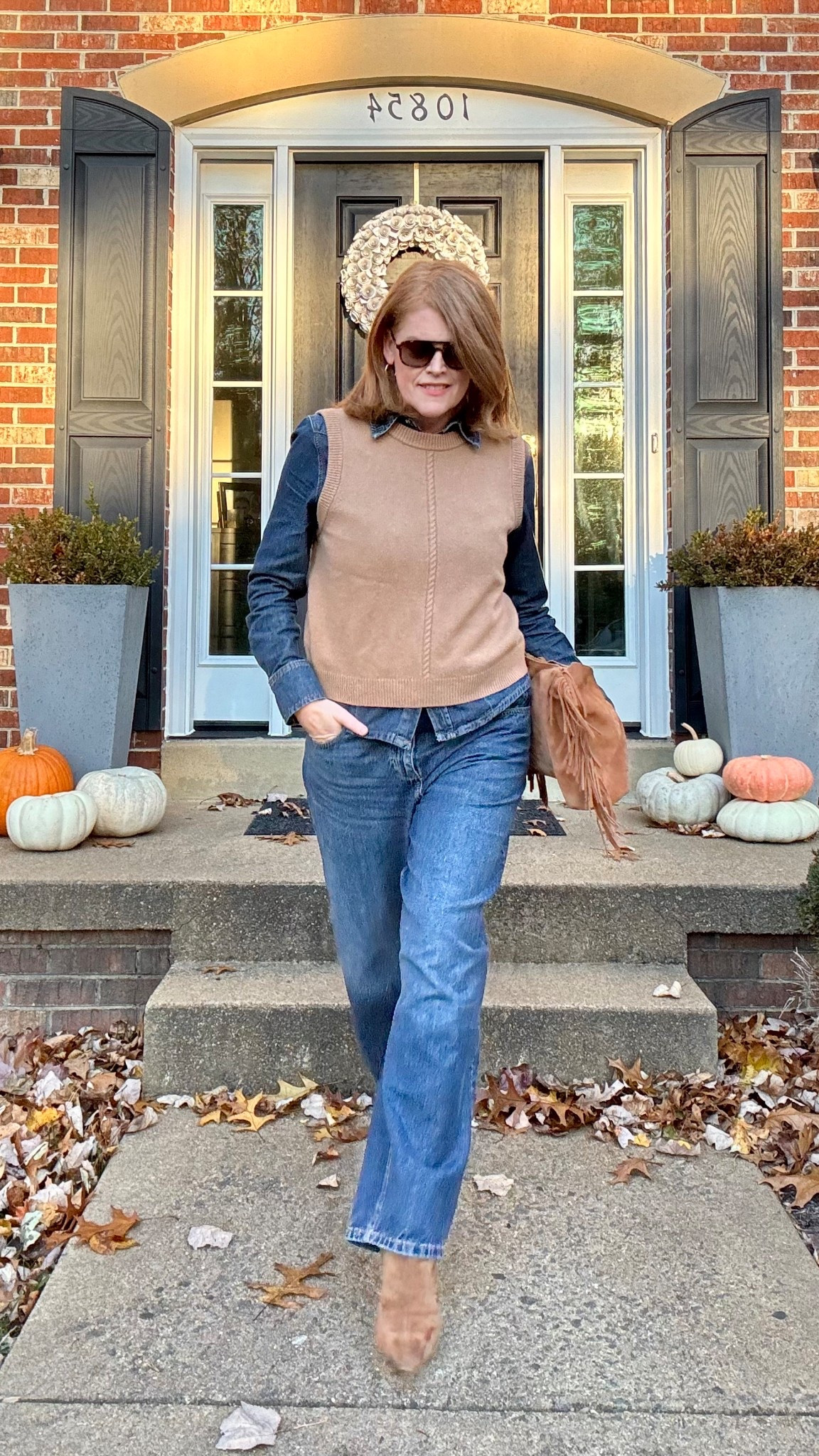 Love a double denim look and a cozy camel layer for a casual chic weekend fit.

#LTKStyleTip #LTKMidsize #LTKOver40