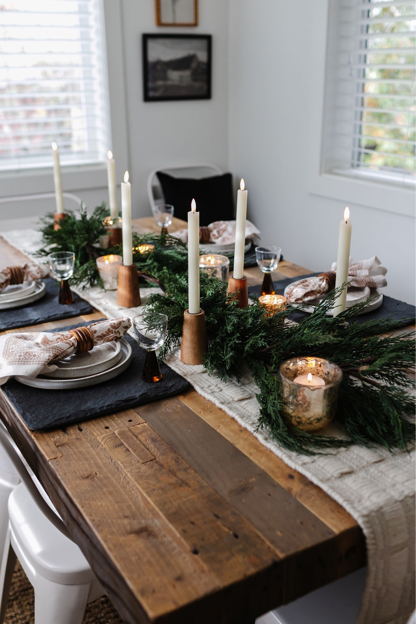 Garland, Christmas decor, holiday decor, dining room, holiday table decor, candles, LED candles, Target Studio McGee, Amazon home decor, table runner, votive candle, farmhouse table 

#LTKsalealert #LTKHoliday #LTKhome