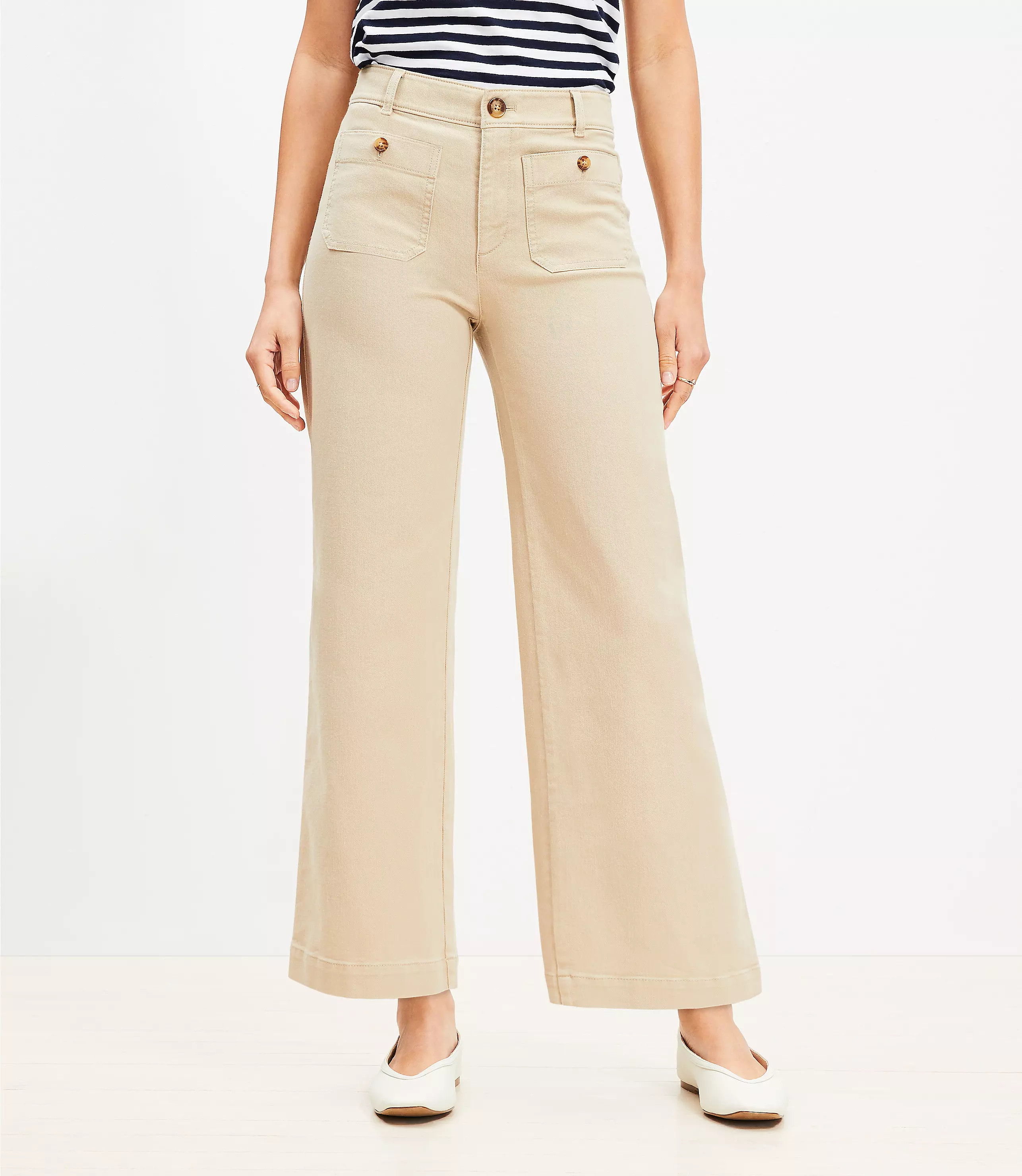 Palmer Wide Leg Crop Pants in Twill | LOFT