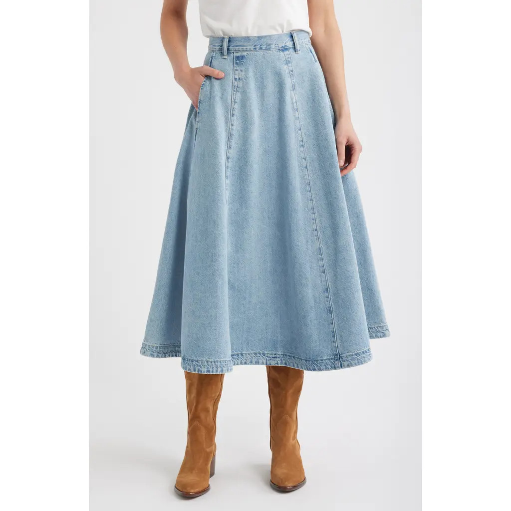 Madewell Denim Midi Skirt in Edmonson Wash at Nordstrom Rack, Size 27 | Nordstrom Rack