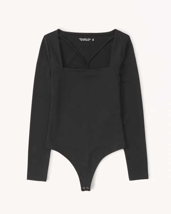 Long-Sleeve Strappy Squareneck Bodysuit | Abercrombie & Fitch (US)