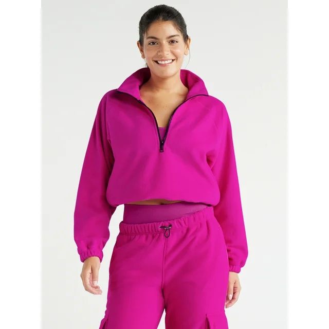 Love & Sports Women's Quarter Zip Fleece Pullover, Sizes XS-XXXL - Walmart.com | Walmart (US)