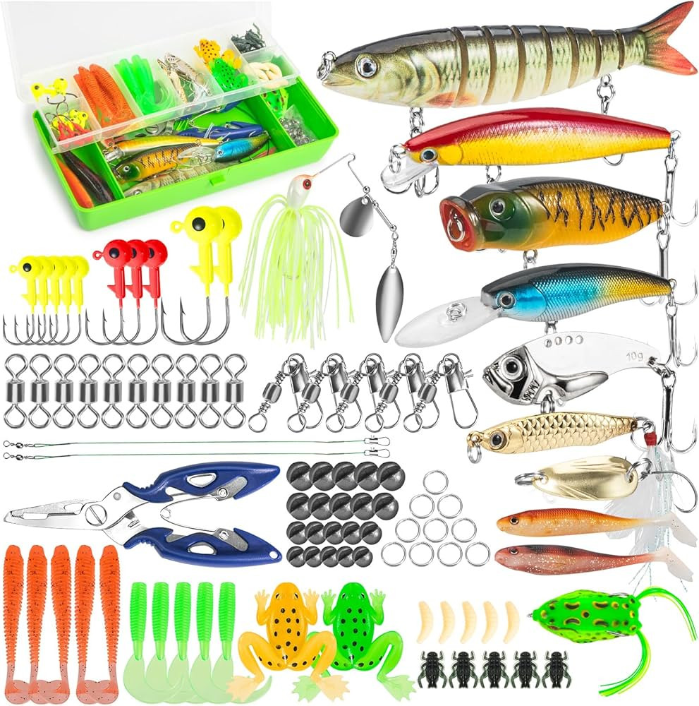 Fishing Lures, 92Pcs Tackle Box with Tackle Included, Crankbaits, Spoon, Hooks, Weights & Other A... | Amazon (US)
