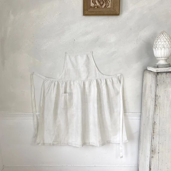 White Linen Apron French Kitchen Wear 1800s Work Wear Workwear | Etsy | Etsy (US)