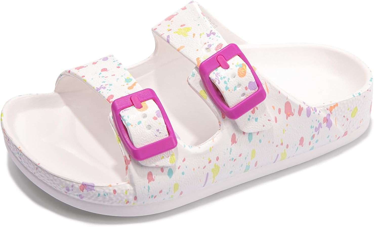 FUNKYMONKEY Unisex-Child Slides Double Buckle Adjustable EVA Flat Sandals for Boys Girls | Amazon (US)