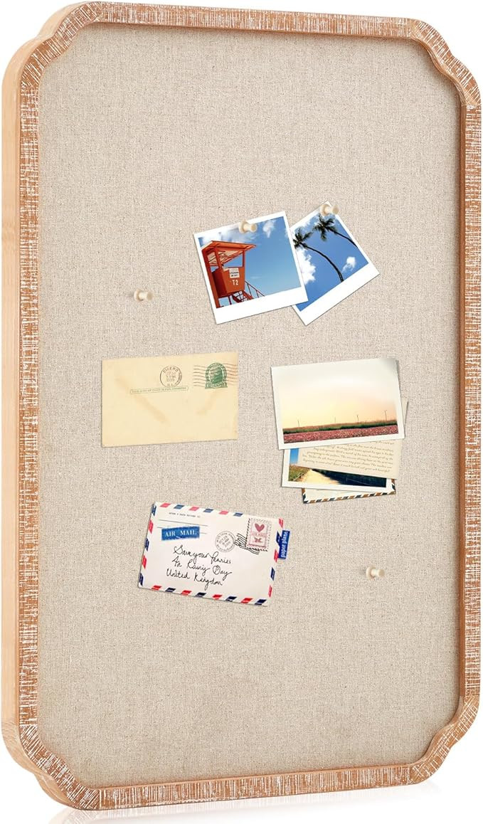 Vintage Framed PinBoard Linen Display Bulletin Board Large Cork Fabric Picture Photo Memo Pinboar... | Amazon (US)