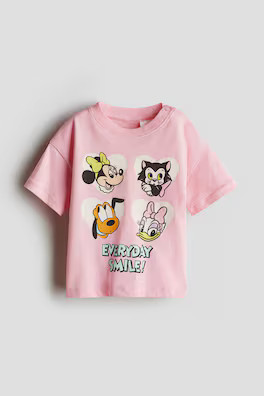 2-Piece Printed Cotton Set - Light dusty pink/Minnie Mouse - Kids | H&M US | H&M (US + CA)