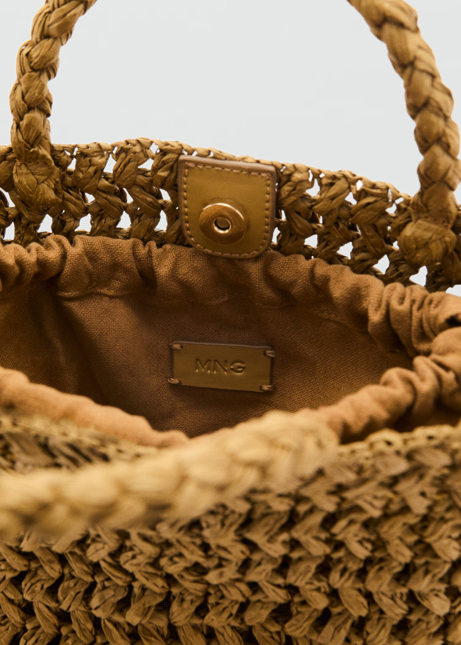 Natural-fibre double-handle bucket bag - Women | MANGO United Kingdom | MANGO (UK)