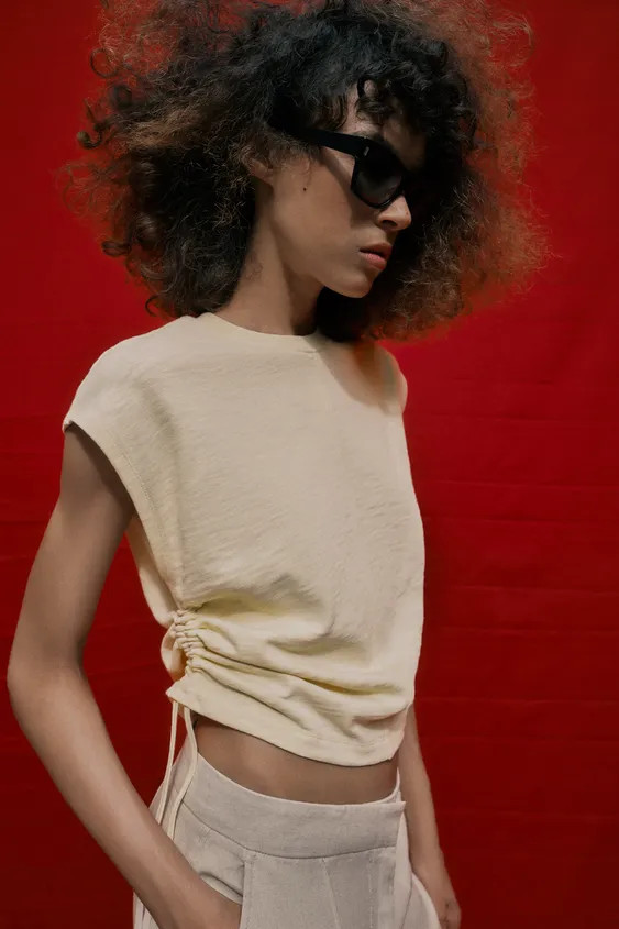 RUSTIC GATHERED T-SHIRT | Zara UK