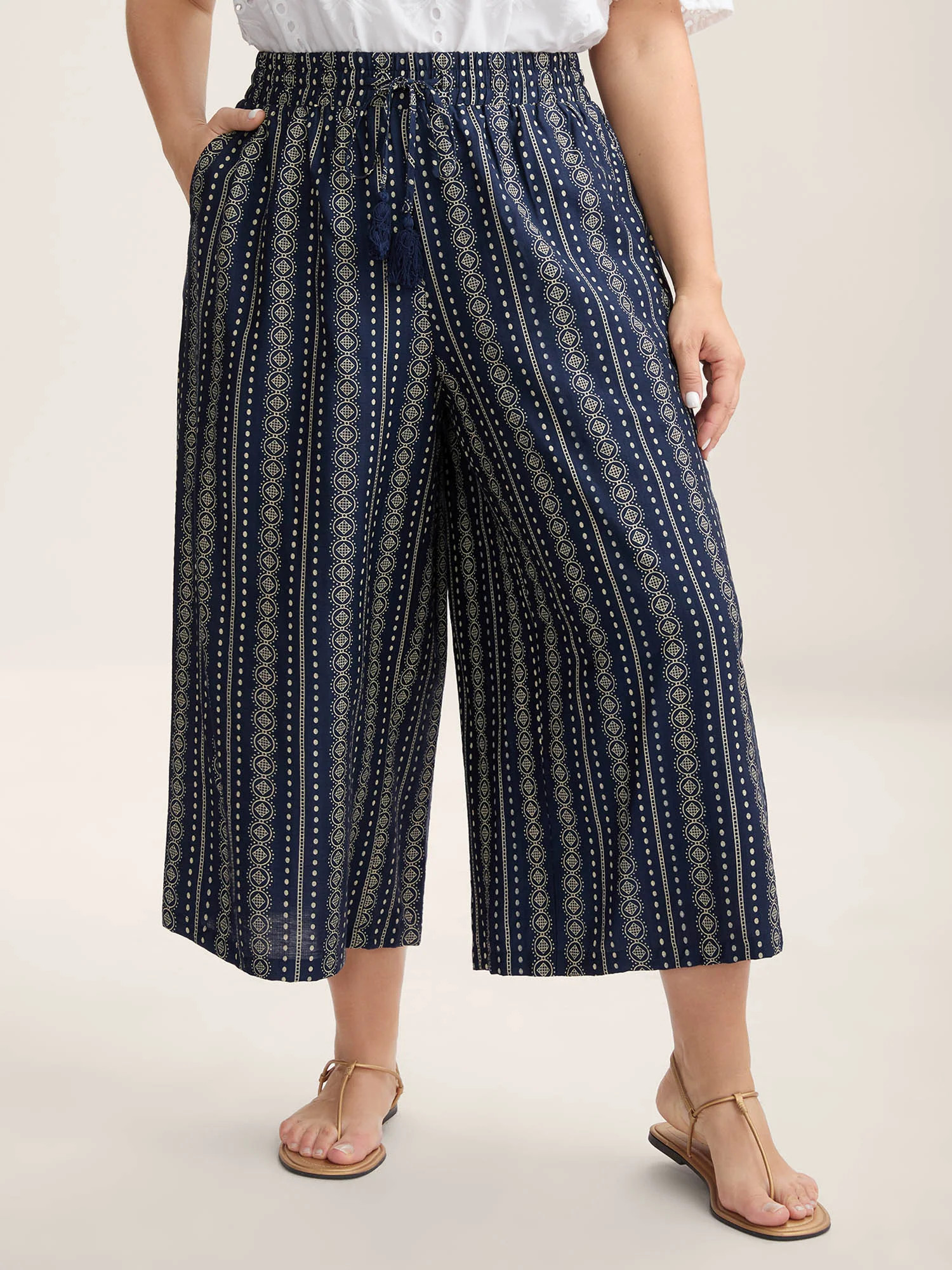 Boho Stripe Tassel Wide-Leg Pants | Bloomchic