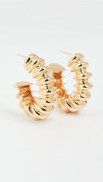 Gold Large Ridged Claw  Hoops | Shopbop