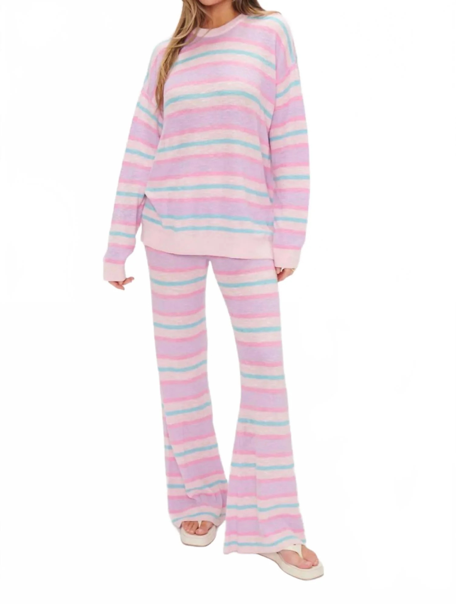 Feel Good Sweater In Cotton Candy Stripe Knit | Shop Simon