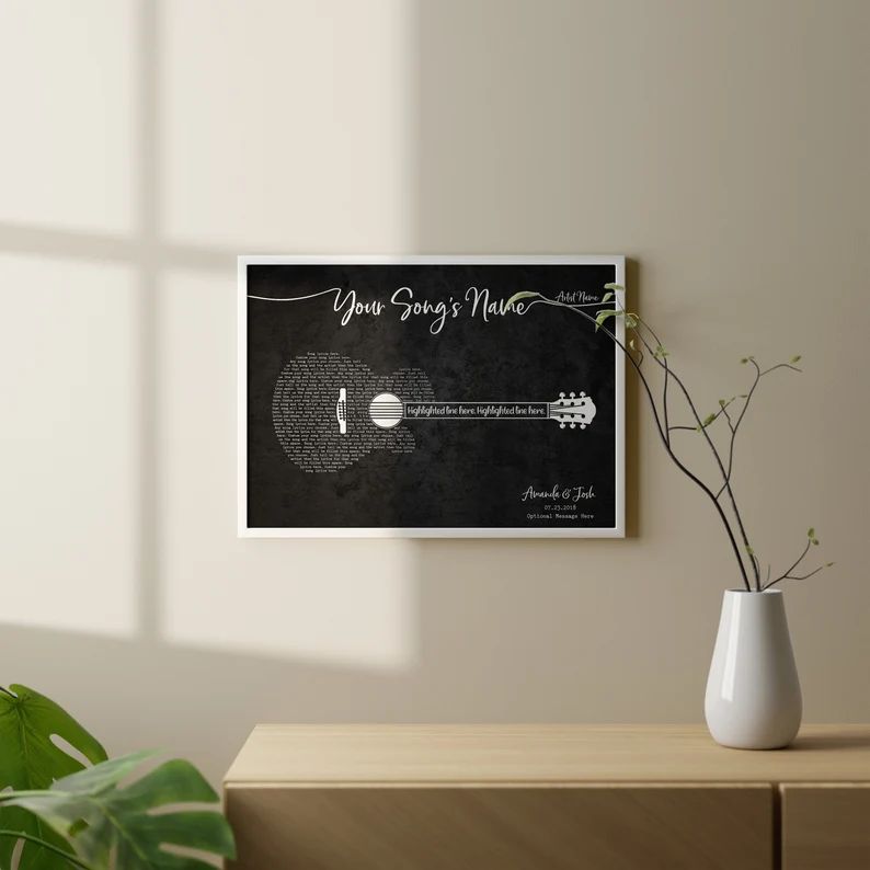 Custom Song Lyrics Guitar Print Personalized Music Gift First Dance Wedding Song Anniversary Gift... | Etsy (US)