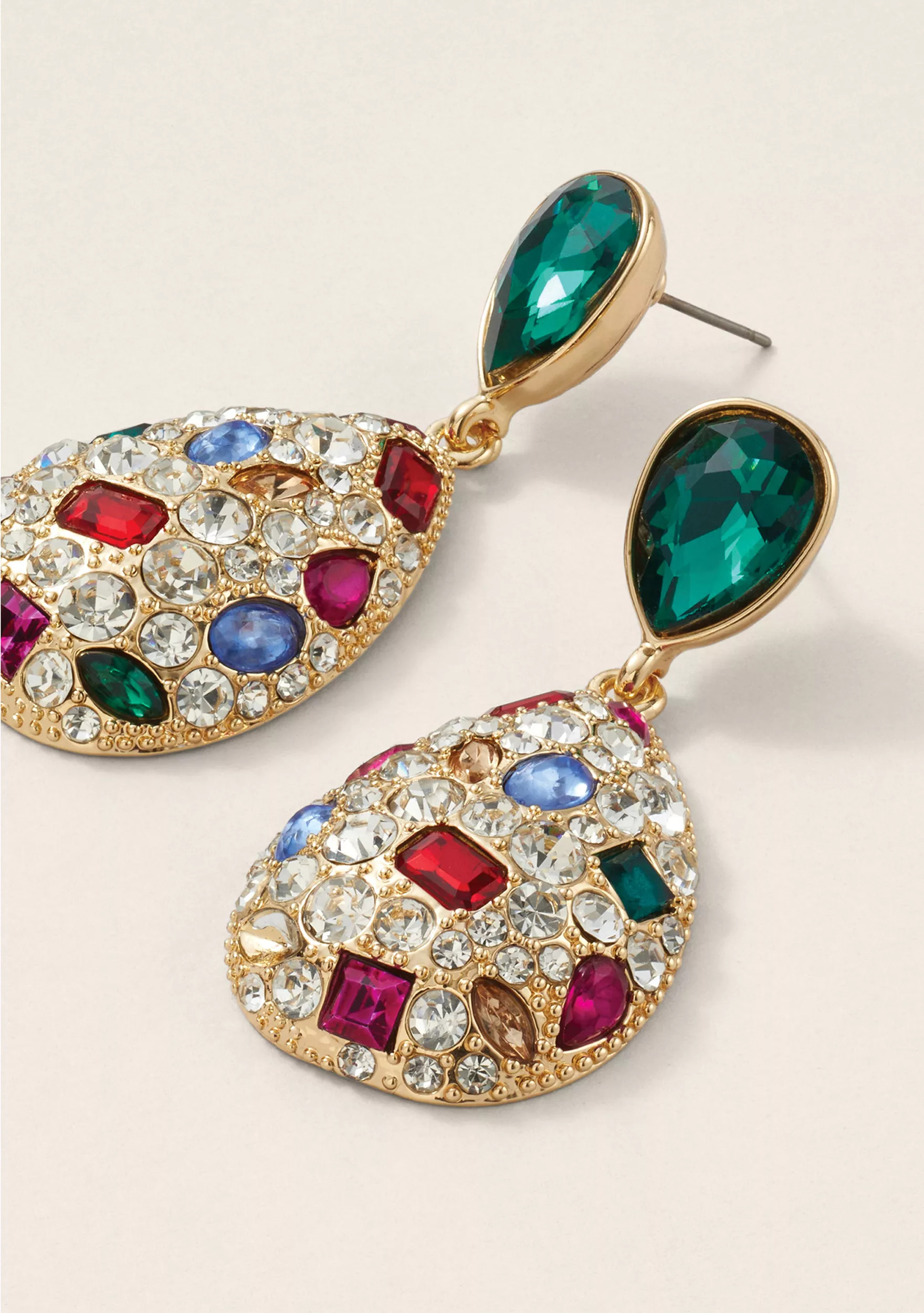 Sewing Down South x Crown & Ivy™ Pavé Pear Stone Drop Earrings | Belk