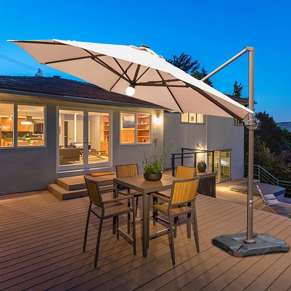 Judah 11' x 11' Round Lighted Cantilever Umbrella | Wayfair Professional