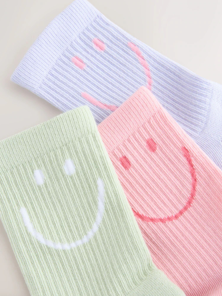 Pink, Purple and Green Cotton Rich Cushioned Sole Ankle Socks 3 Pack | Next US