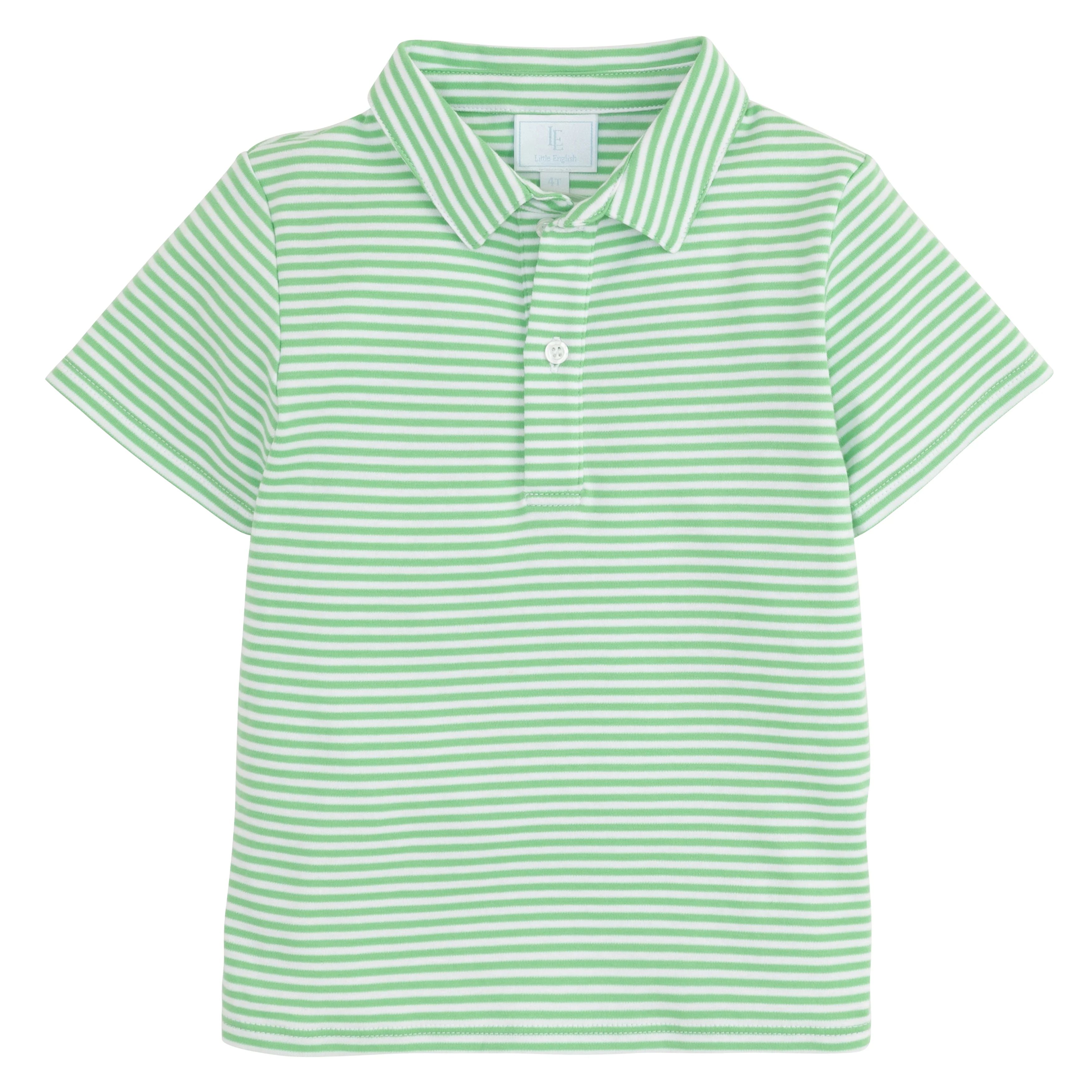 Little Boy's Green Striped Polo - Kids Clothes | Little English