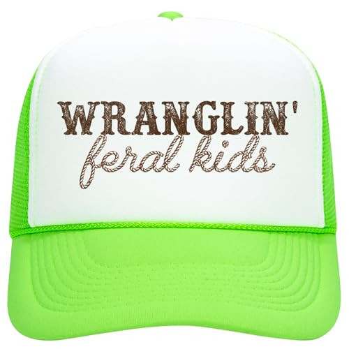 Olive Loves Apple Wranglin' Feral Kids Trucker Hat for Mom and Dad Funny Western Style Cap for Women and Men White/Neon Green Trucker Hat | Amazon (US)