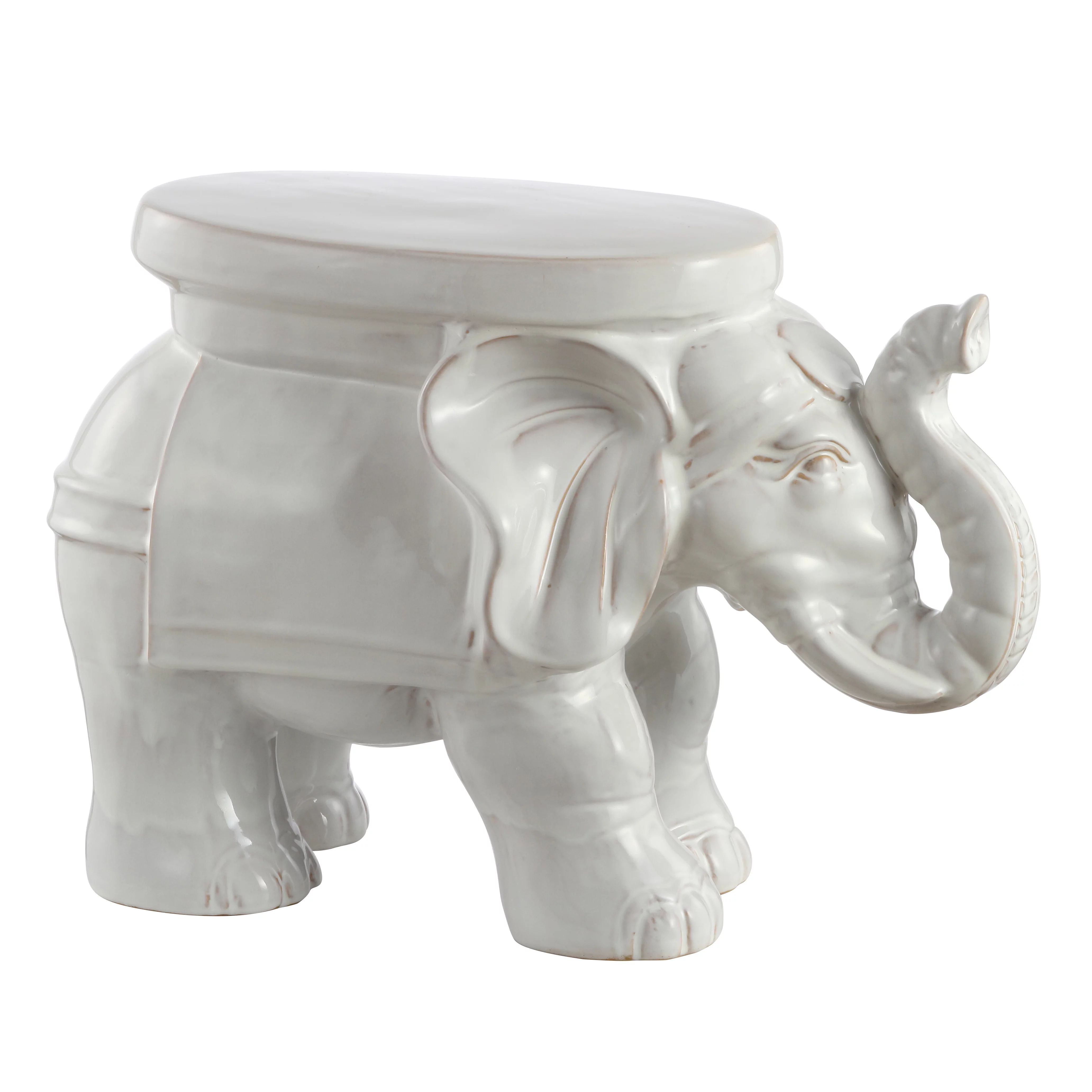 White Elephant 14.2" Ceramic Garden Stool, Antique White | Walmart (US)