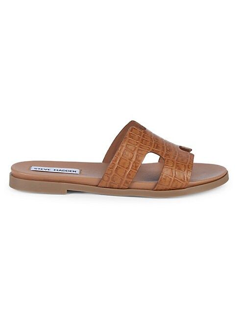 Dariella Croco-Embossed Slide Sandals | Saks Fifth Avenue OFF 5TH