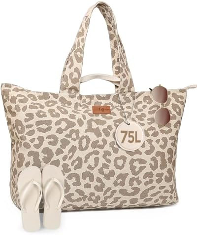 Extra Large Beach Bag for Women - Sandproof Over-Size Carry On Beach Essentials Tote with 5 Pocke... | Amazon (US)