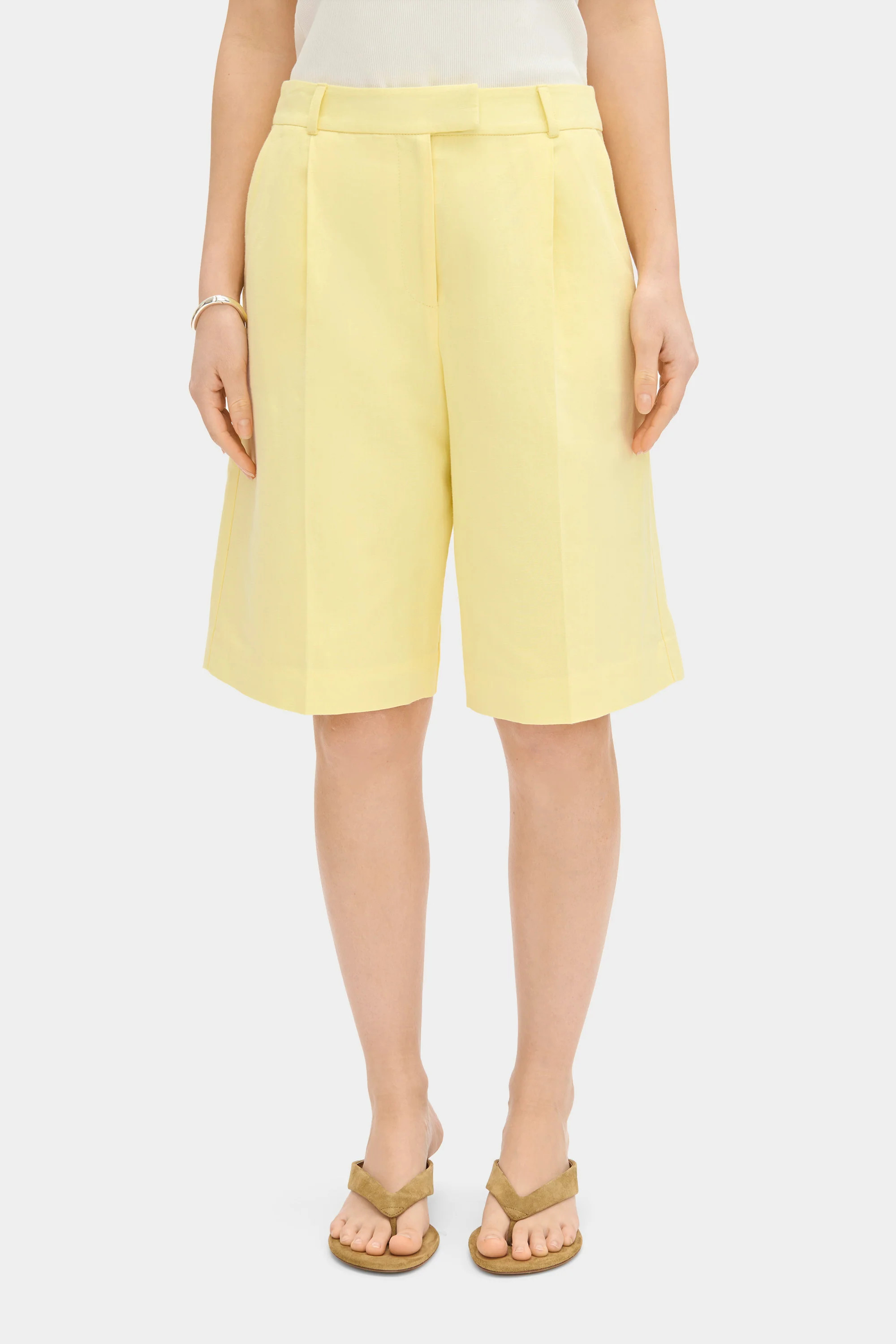 ALIGNE Tailored Linen Bermuda Shorts - Yellow | Blake | ALIGNE UK & EU
