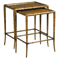 Linwood Updated Traditional Brown Wood Rectangular Nesting Side Tables | Kathy Kuo Home