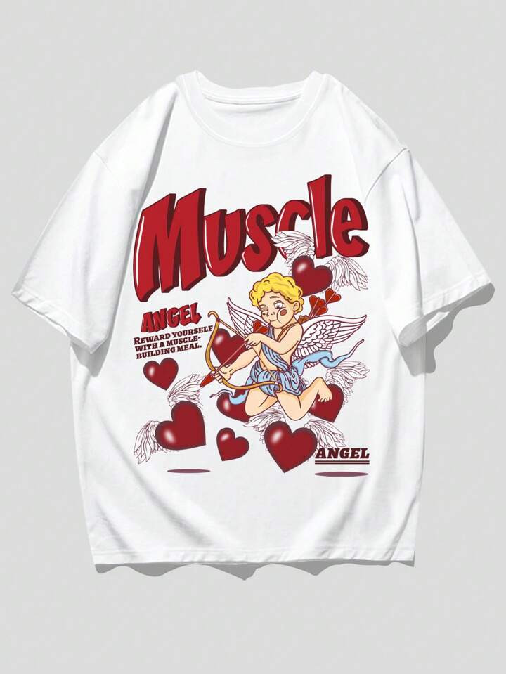 ROMWE Street Life Men Angel & Letter Graphic Tee | SHEIN