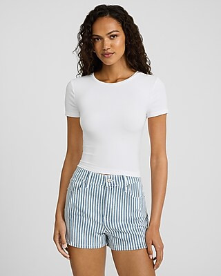 High Waisted Striped Vintage Jean Shorts | Express